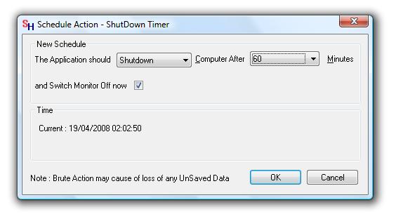Auto Shutdown pc Screen of Shutdown Timer Utility